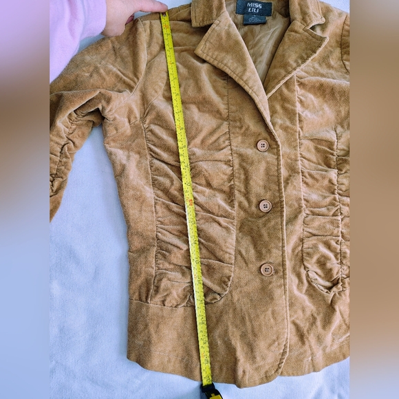 Y2K Ruched Tan Corduroy Jacket - Picture 6 of 6